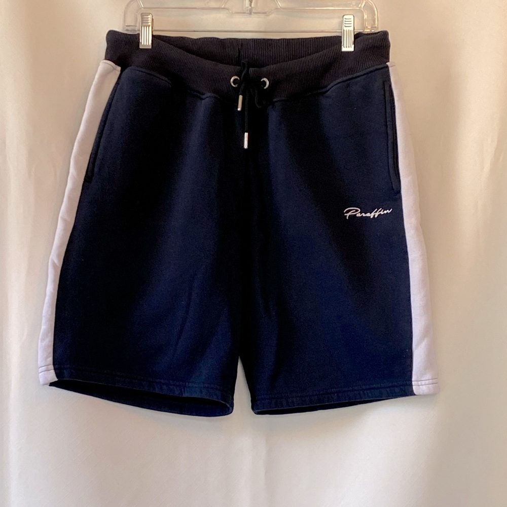 Mens Navy Blokecore 100% Cotton Jersey Shorts XL Retro Sport Preppy Loungewear